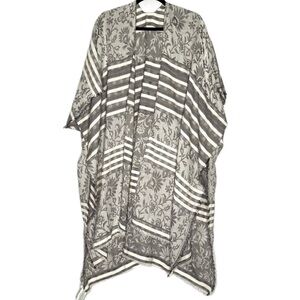 Lucky Brand NWT Duster Kimono O/S Gray Cream